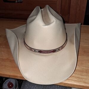 Stetson Off-White Cowboy Hat with Brown Band
